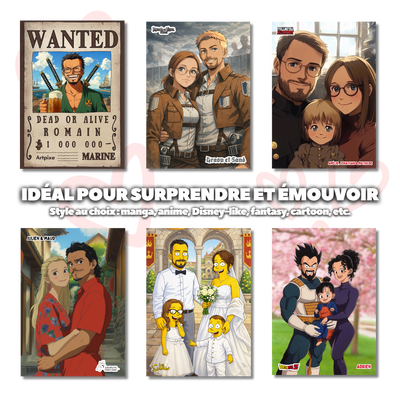 Portrait Saint-Valentin Personnalisé Manga/Cartoon