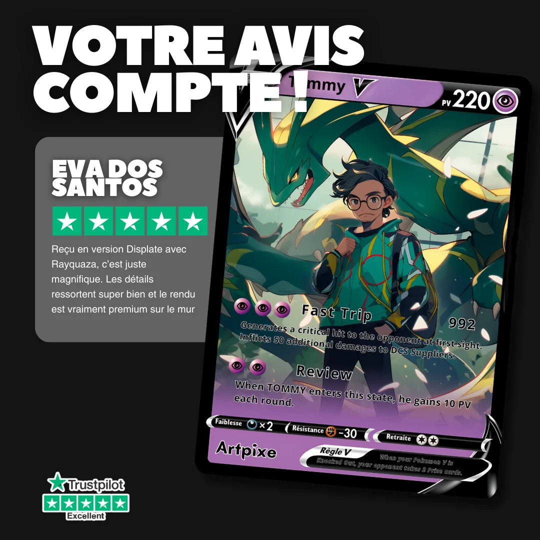 Carte Pokémon personnalisable — Champion d'Arène ou Maître Pokémon avec ta photo