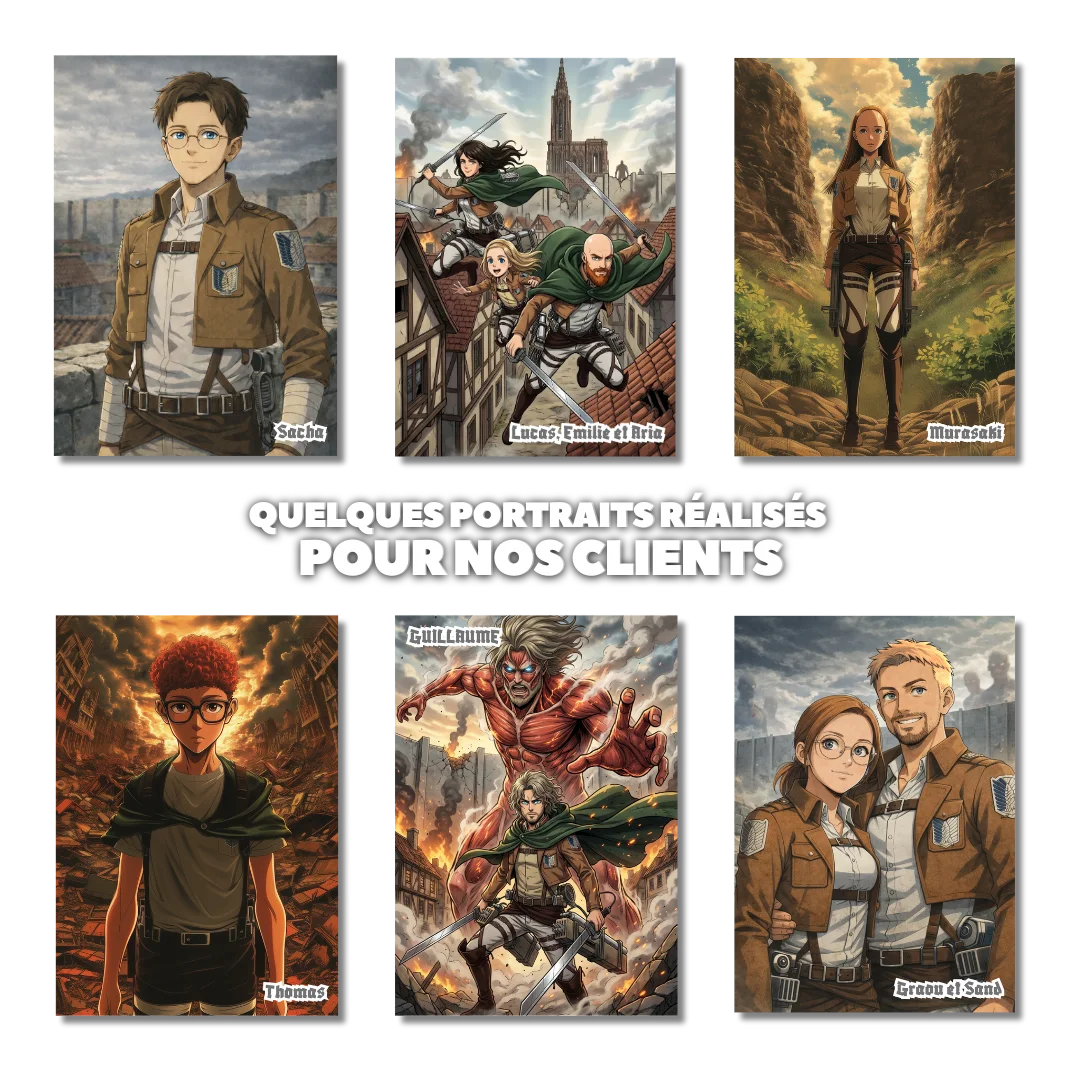 Portrait manga personnalisé | L'Attaque des Titans