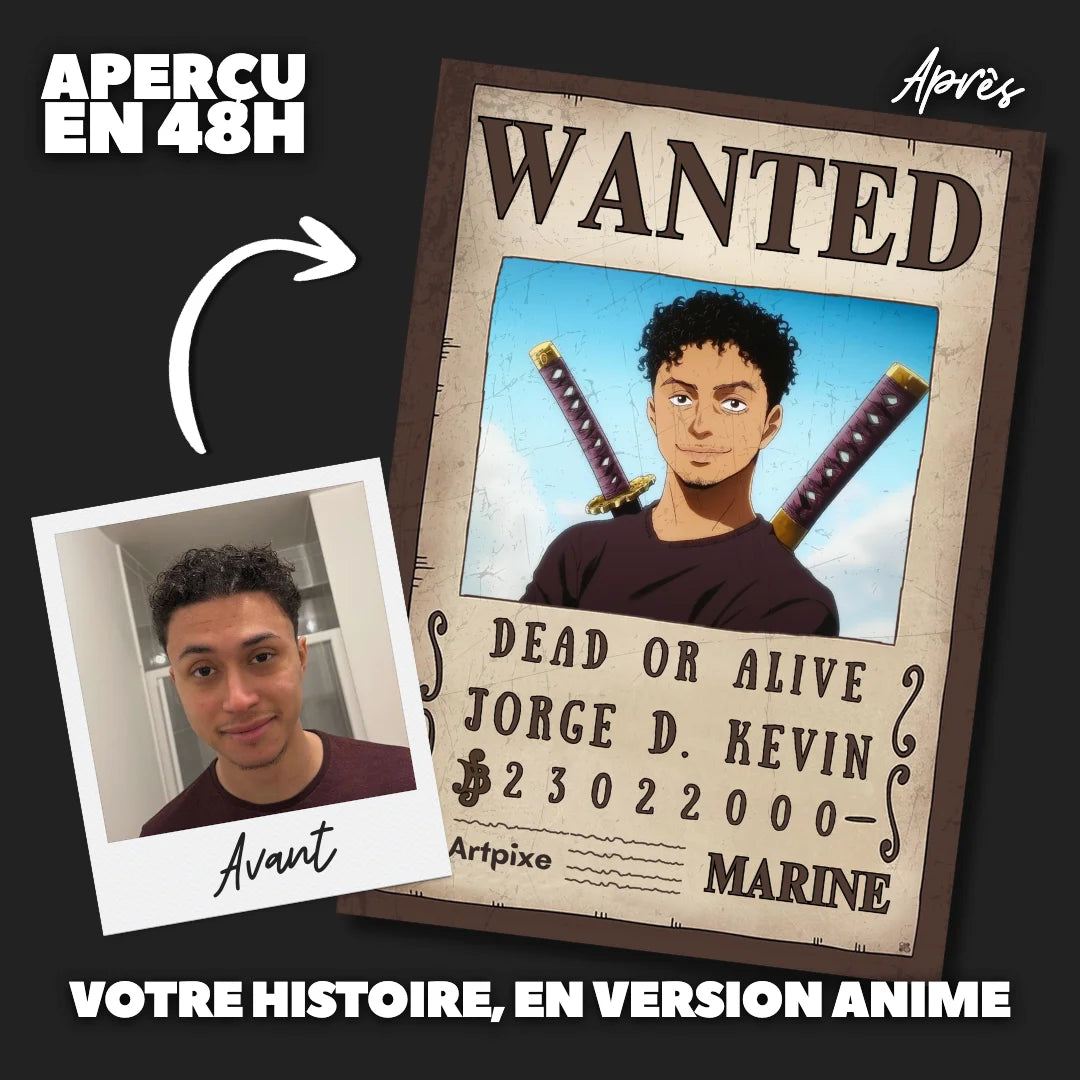 Affiche Wanted One Piece personnalisée — vue détail pirate