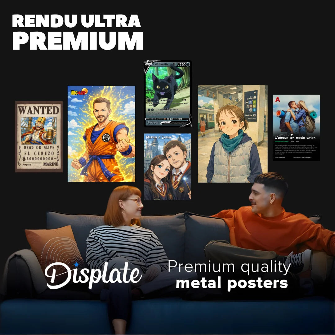 Portrait Dragon Ball Z personnalisé Displate métal — poster dragon ball cadeau anniversaire