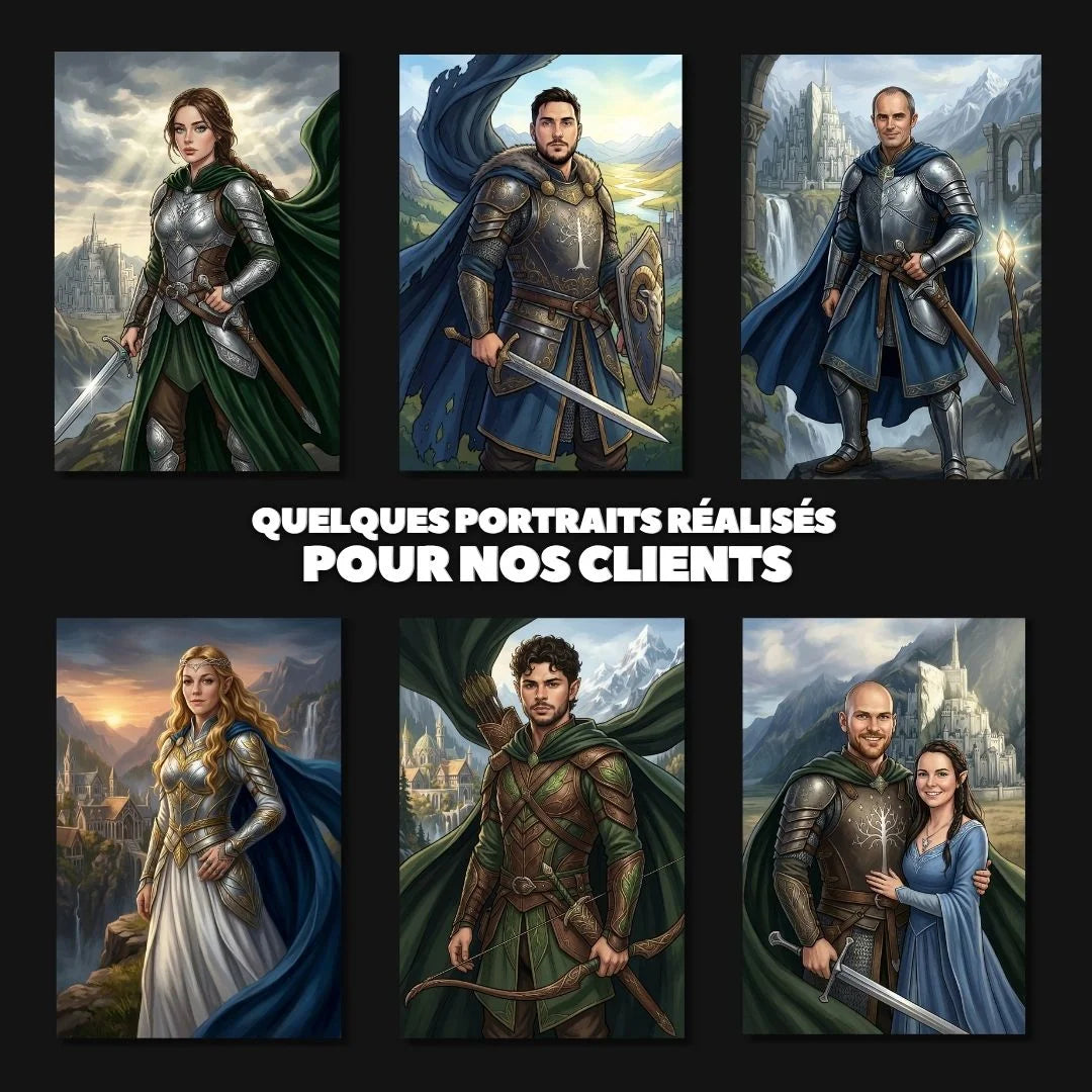 Portrait fantasy personnalisé en elfe — illustration sur mesure d'après photo