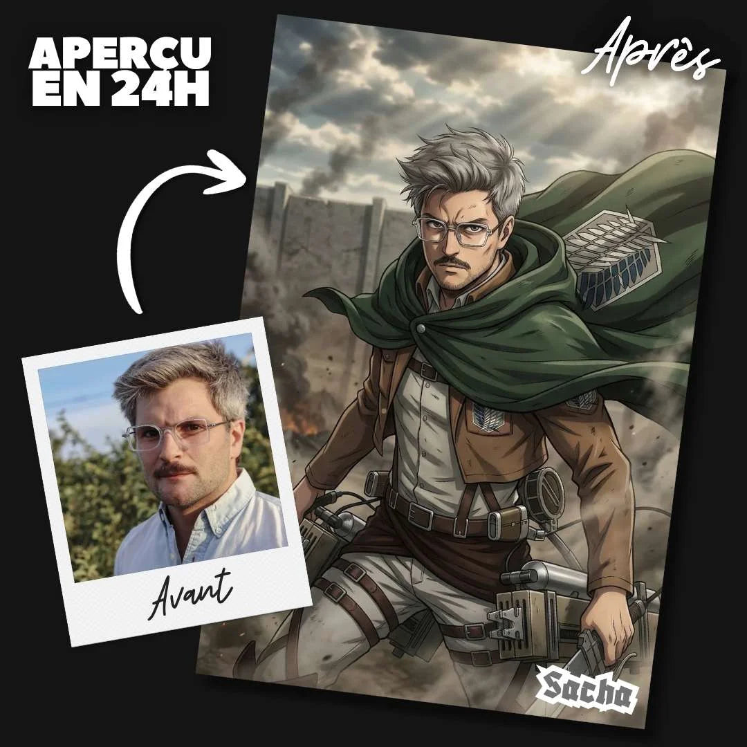 Portrait L'Attaque des Titans personnalisé à partir d'une photo | Artpixe