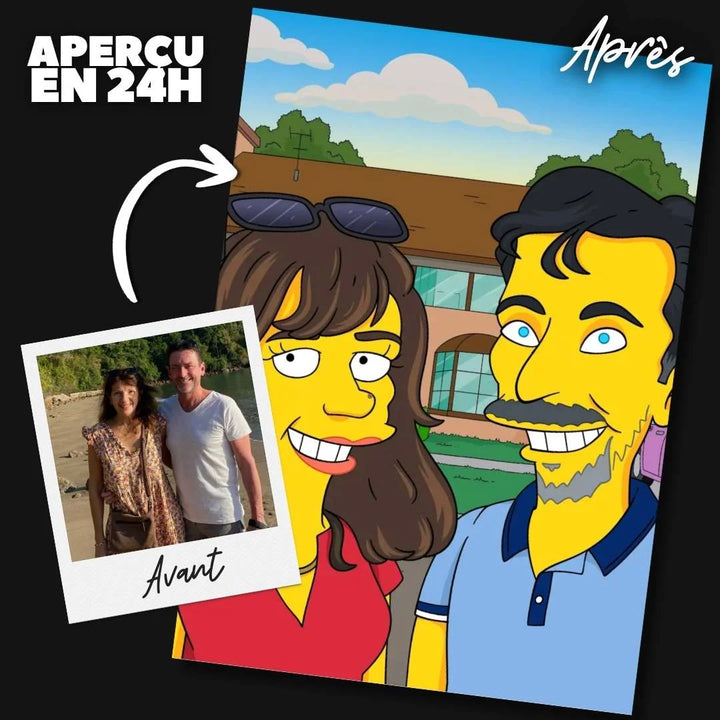 Portrait personnalisé style Simpsons — cadeau fan cartoon adulte réalisé par un graphiste numérique Artpixe
