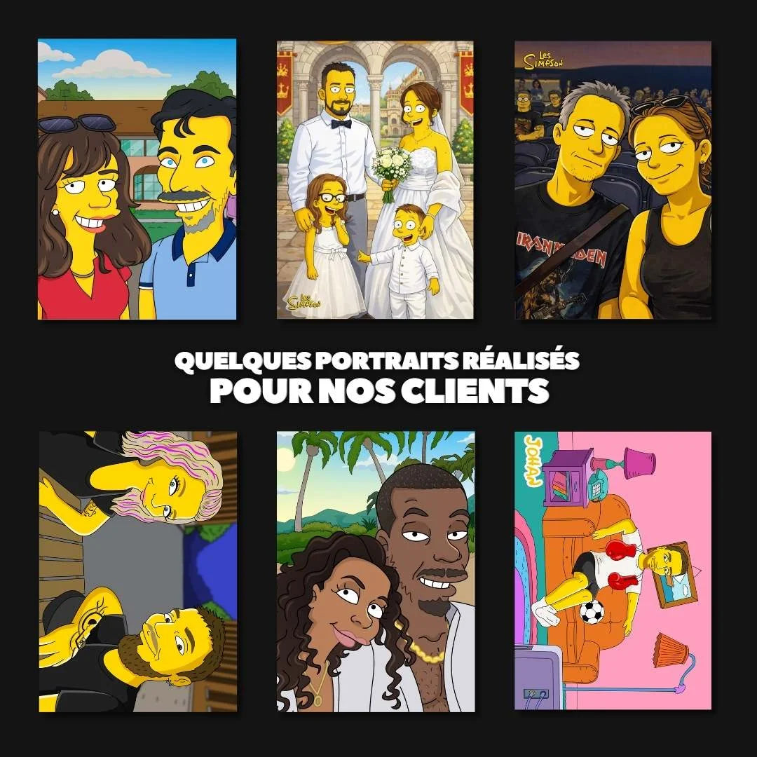 Portrait couple Simpson personnalisé — cadeau couple fan des Simpsons