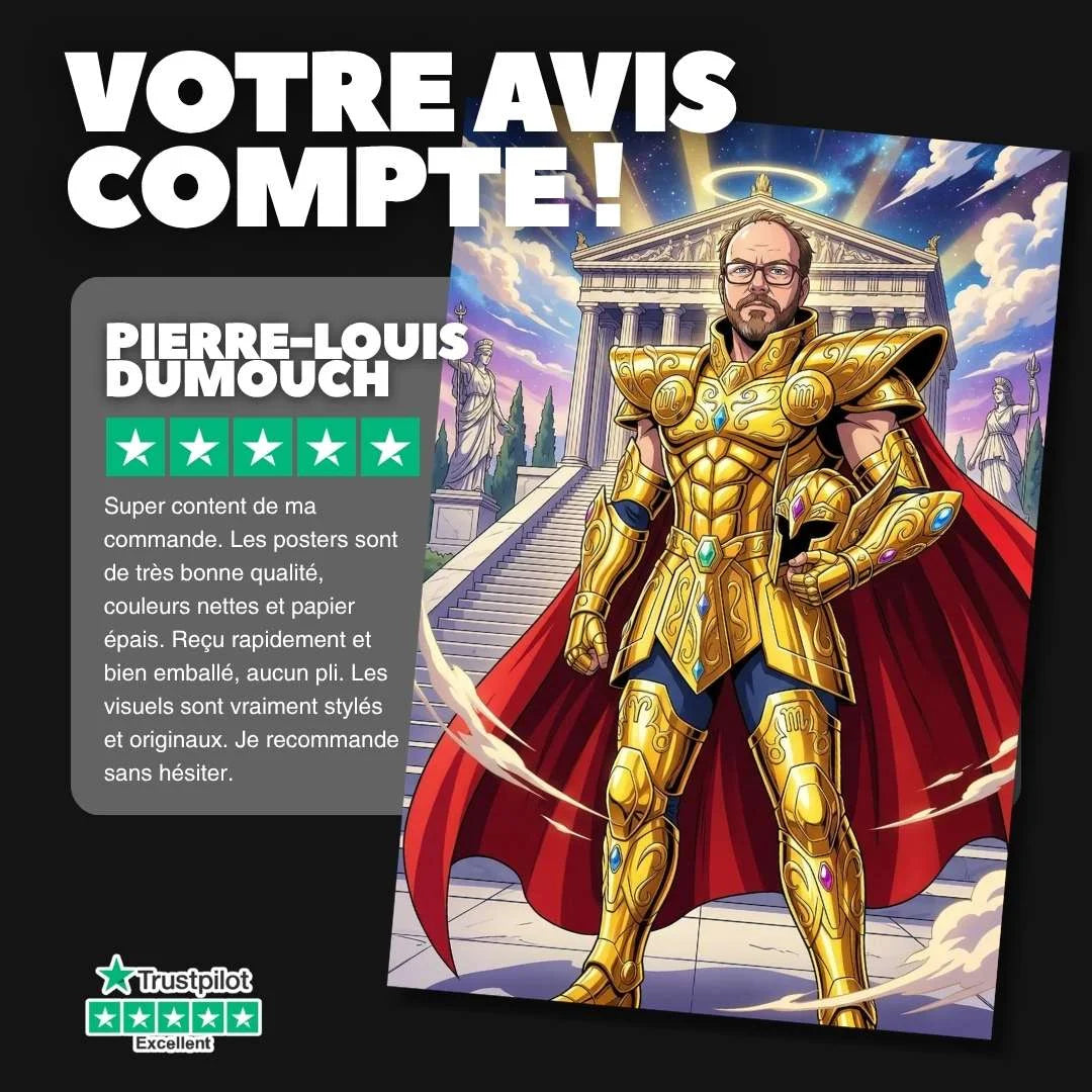Affiche Chevaliers du Zodiaque personnalisée en poster A3 à encadrer