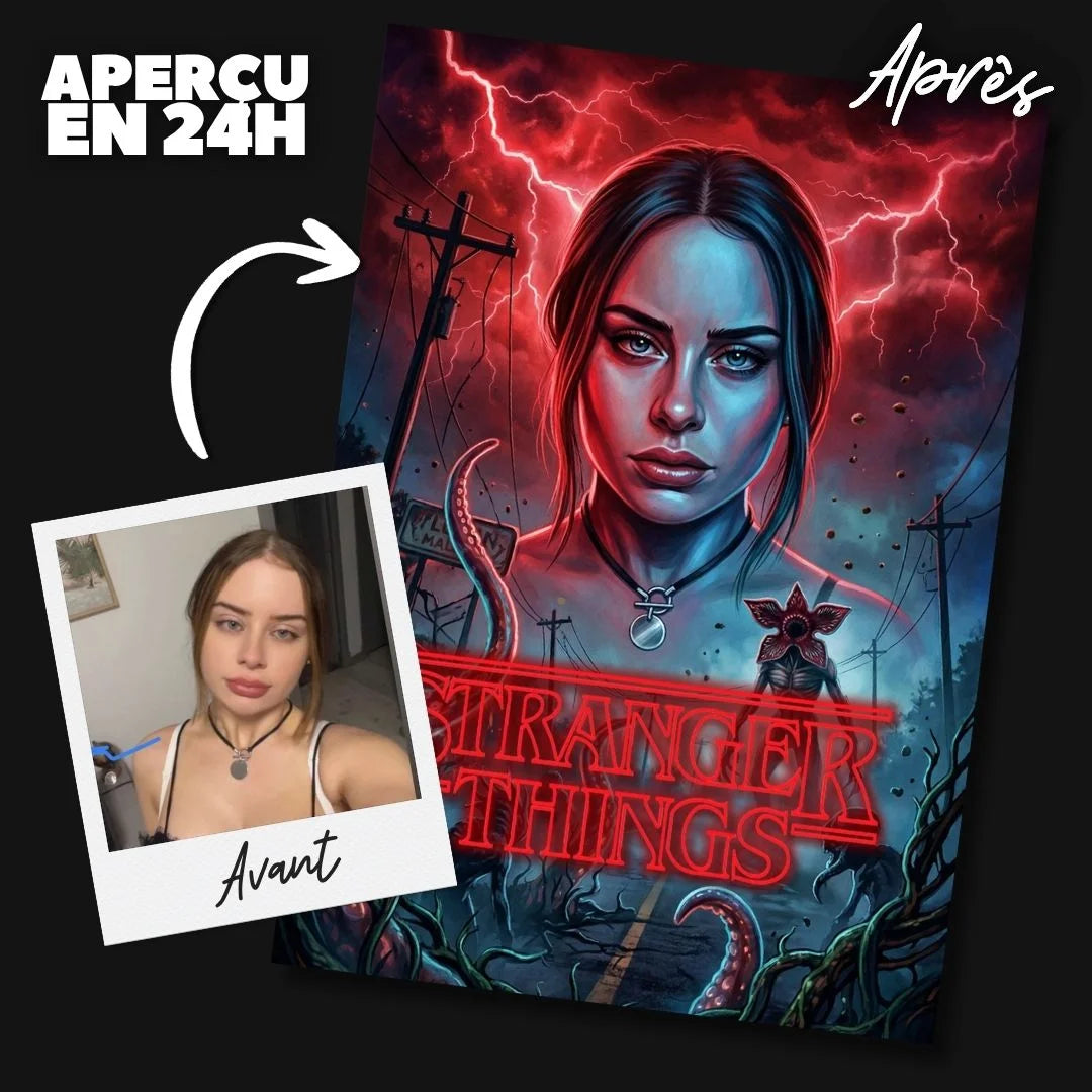 Portrait style Stranger Things personnalisé d'après photo — ambiance années 80
