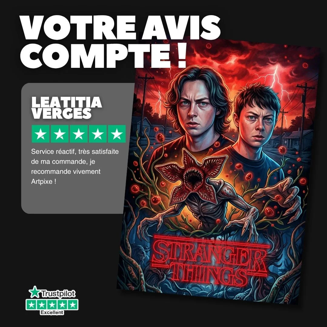 Portrait style Hawkins personnalisé de couple — cadeau fan de série
