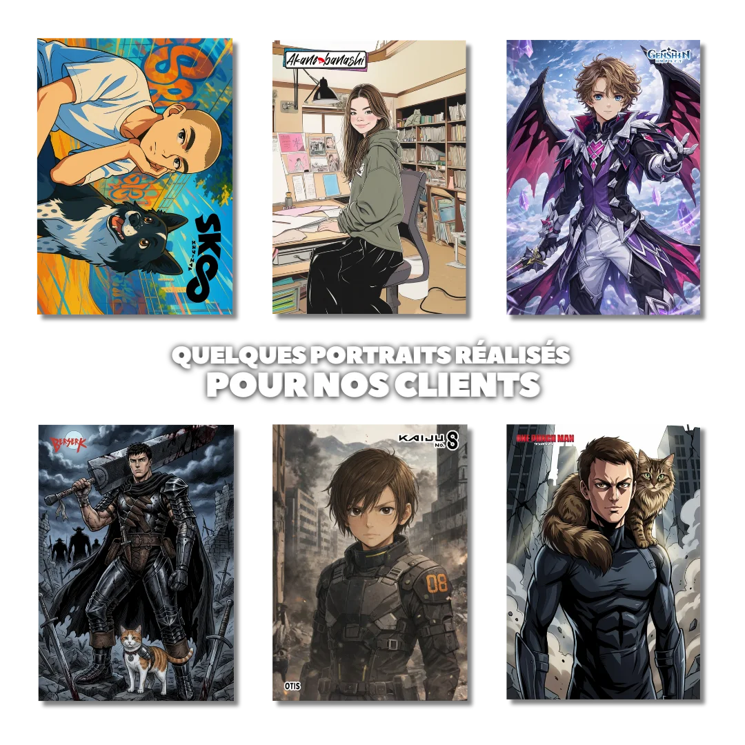 Portrait manga personnalisé de couple à partir de deux photos — Artpixe